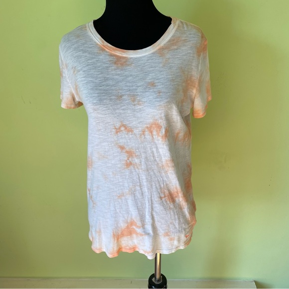 PINK VICTORIAS SECRET ORANGE WHITE TYE DYE T SHIRT SIZE XS - Picture 1 of 5